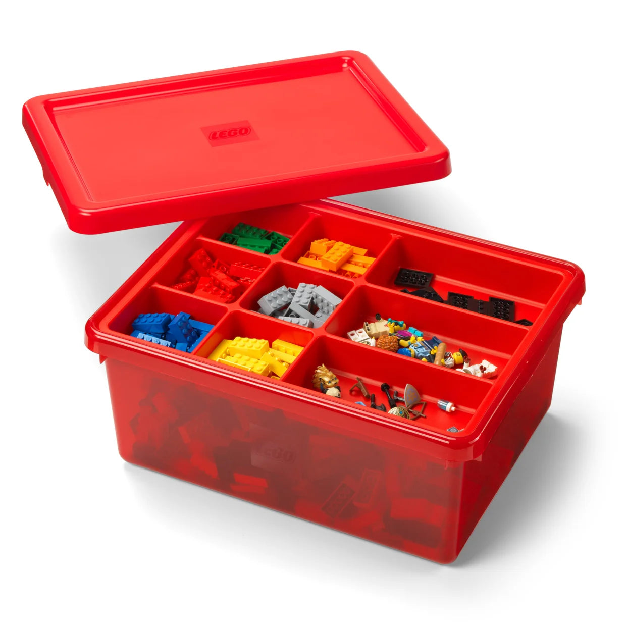 Contenedor LEGO® con clasificador para bloques (Rojo)