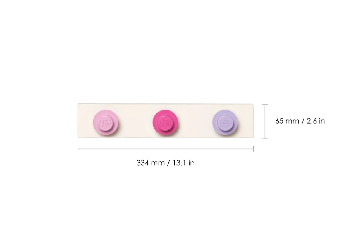 Perchas LEGO® en barra (Rosa, rosa claro, morado)