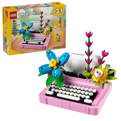 Máquina de Escribir con Flores