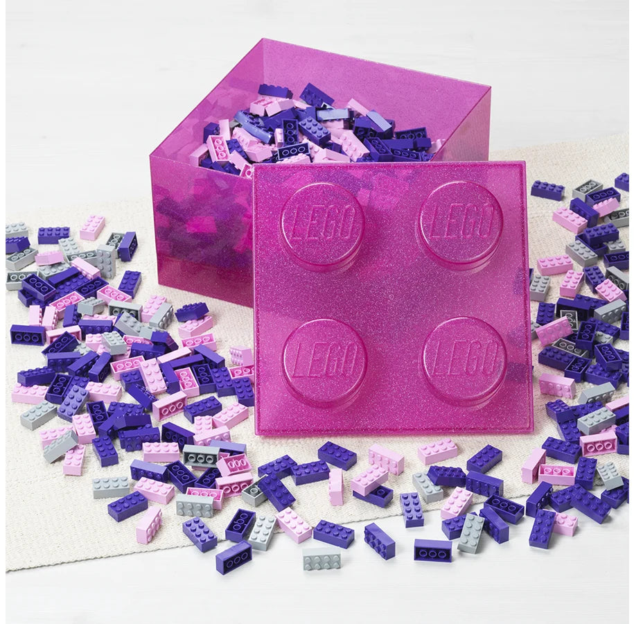 Contenedor bloque LEGO® Brick 4 con tapa (Rosa claro)