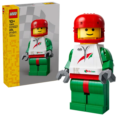 Minifigura Gigante de Piloto de Carreras