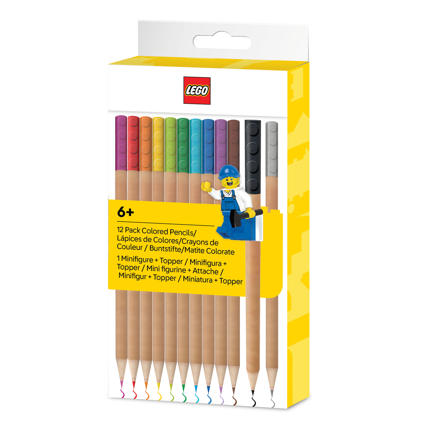 Crayones LEGO® con sacapuntas y bloque de montaje: 12 colores