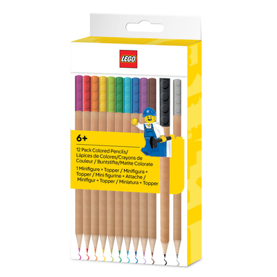 Crayones LEGO® con sacapuntas y bloque de montaje: 12 colores