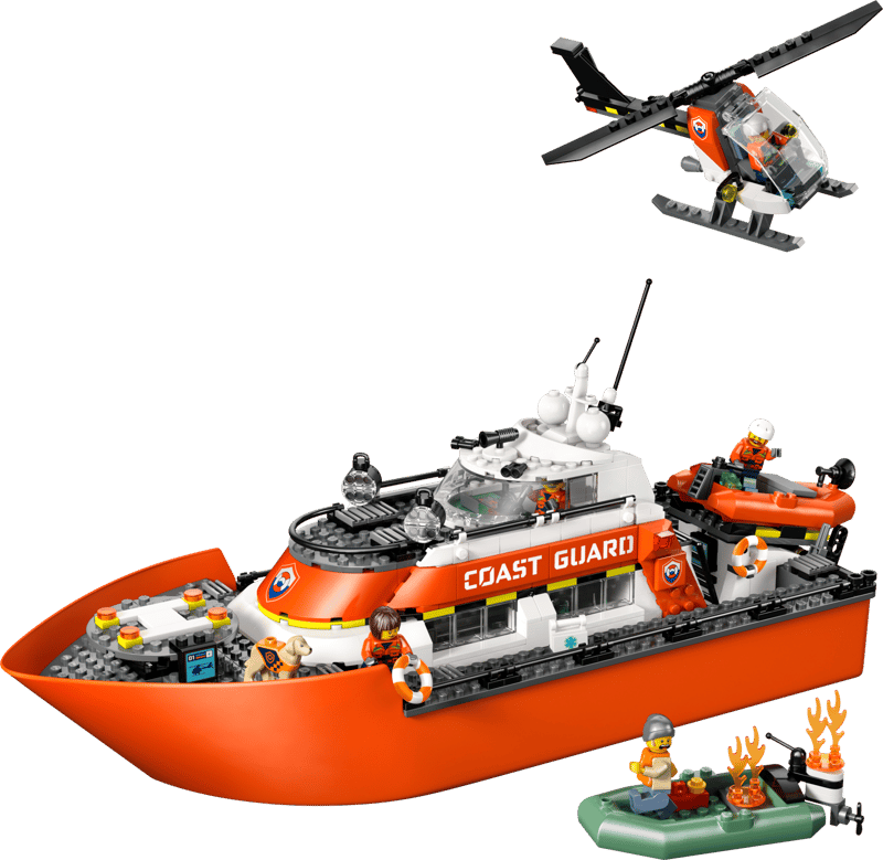 Barco y Helicóptero de Rescate de Guardacostas