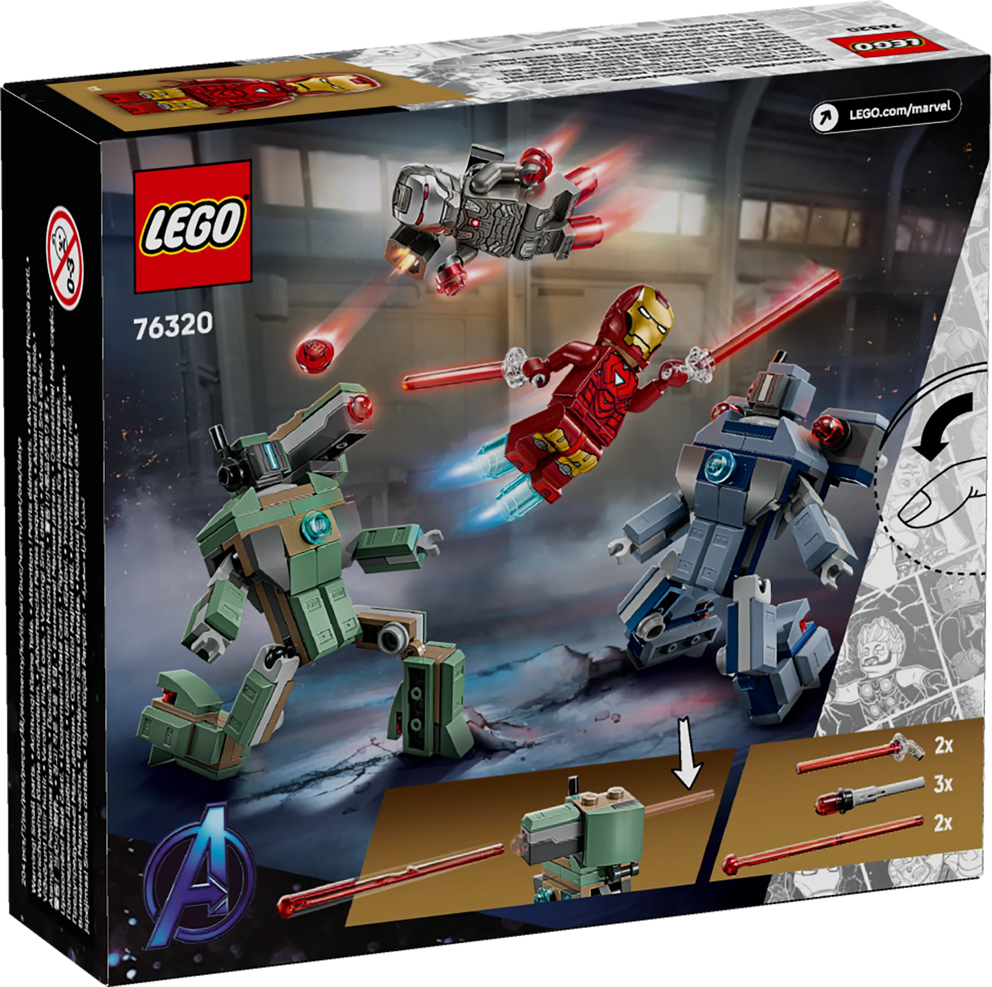 Iron Man y Máquina de Guerra vs. Drones de Hammer