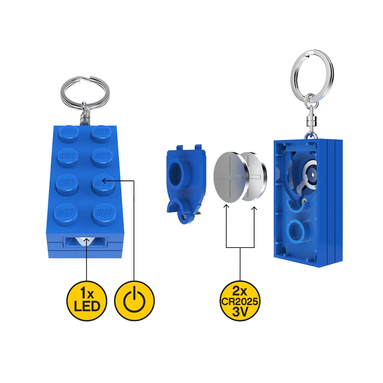 Llavero con linterna LEGO® – bloque azul de LEGO® 2x4
