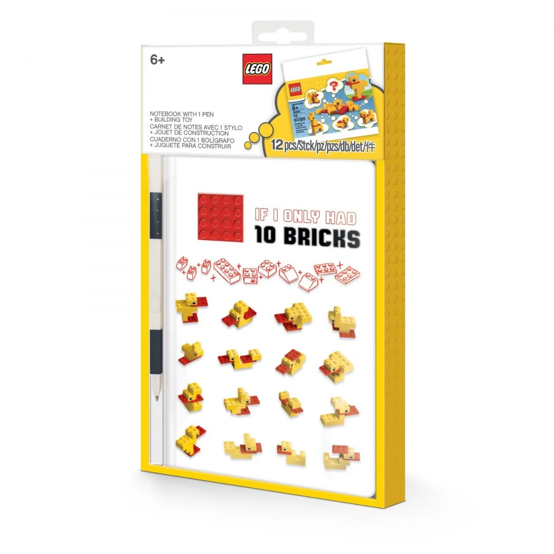 Cuaderno LEGO® Patito con un set de bloques, placa y bolígrafo