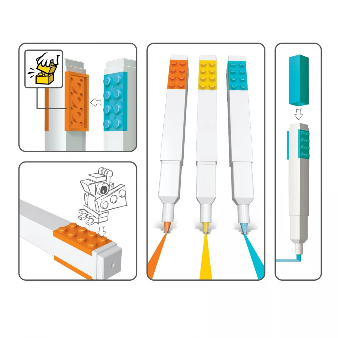 Marcadores LEGO® – naranja, amarillo, azul (3 piezas)