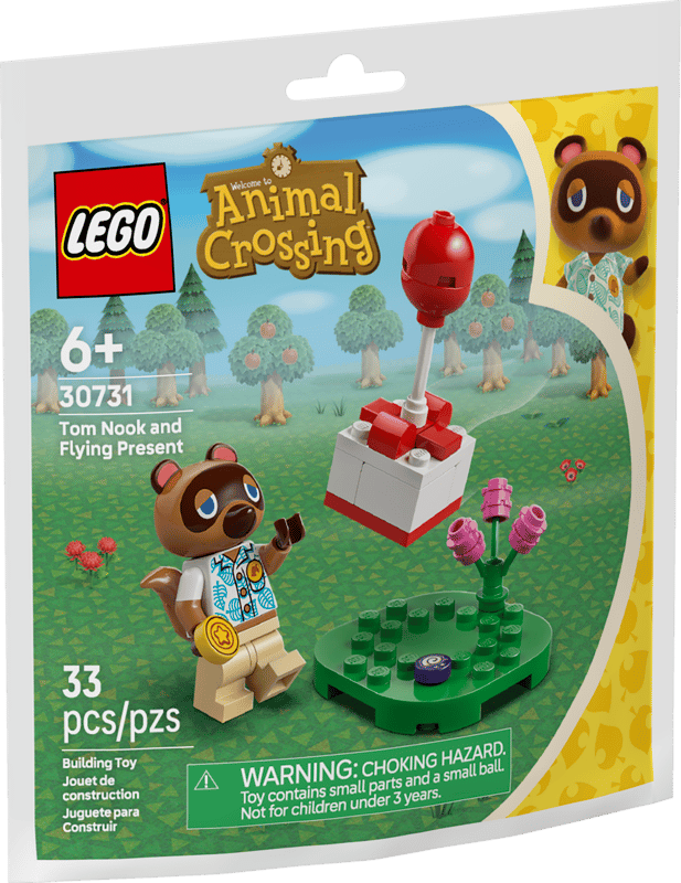Tom Nook con regalo volador